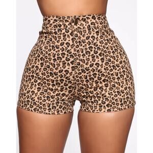 Fashion Nova Running Wild High Rise Shorts Leopard Large NEW with tags